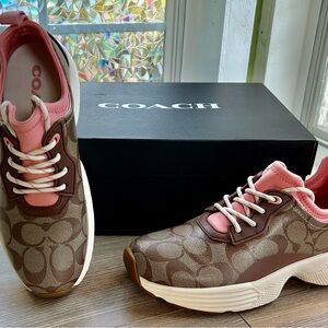 Coach Women's Signature Brown and Pink Sneakers